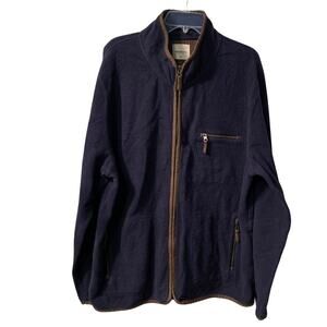 Woolovers Men's Organic Cotton Workwear Jacket Size XL Navy Blue Fleece Full Zip